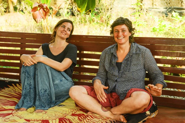 Yoga students in tea house