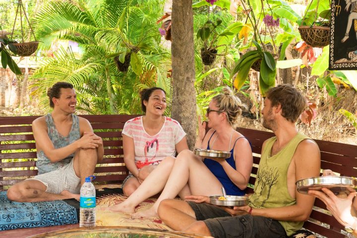 Daily lunch for yoga students at tea house