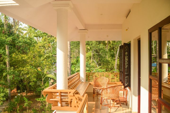 Relaxing balcony at yoga retreat place